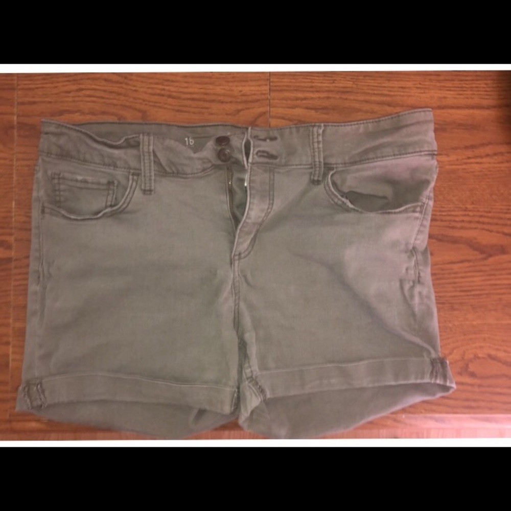 Army green midi shorts